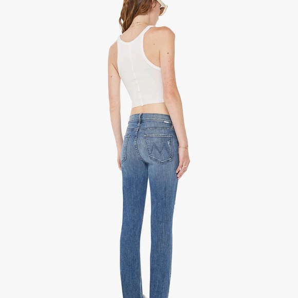 MOTHER Light Blue Mid Rise Dazzler Ankle Fray Jeans - Picture 2 of 14